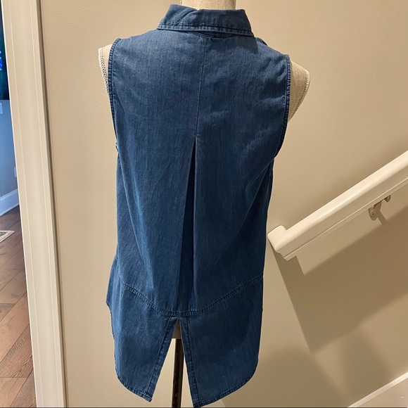 🌸🌸SALE! 4 for$20! NEW DIRECTIONS Blue Sleeveless Button Down Top SzSmall - Picture 2 of 6